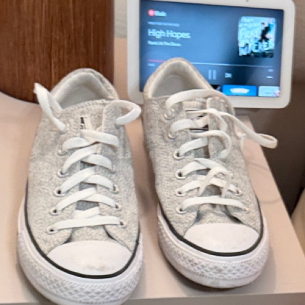 Converse Low Top Athletic Sneakers in Light Gray and White